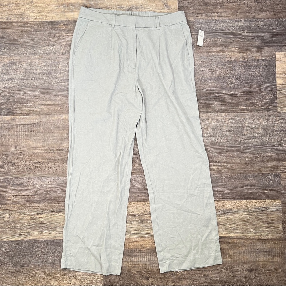 NWT Old Navy blue linen bl high-rise Taylor wide leg trouser pants sz large B136